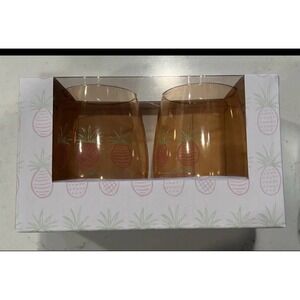 Island Haus Co. Beachly Exclusive Tres Pinas Pineapple Tumblers‎ Set NEW IN BOX